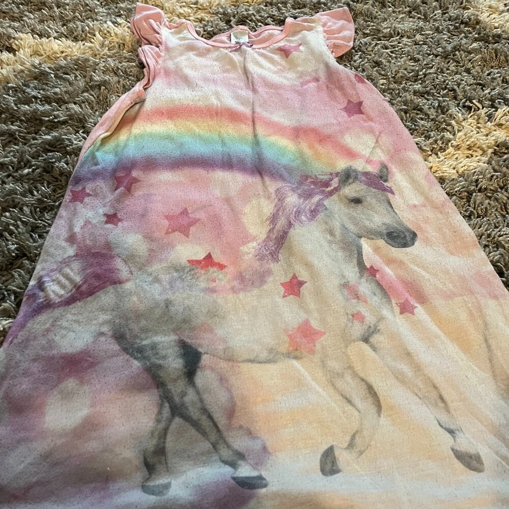 COPY - The Children's Place Rainbow and Unicorn Pink Night Gown Girls Size Larg…